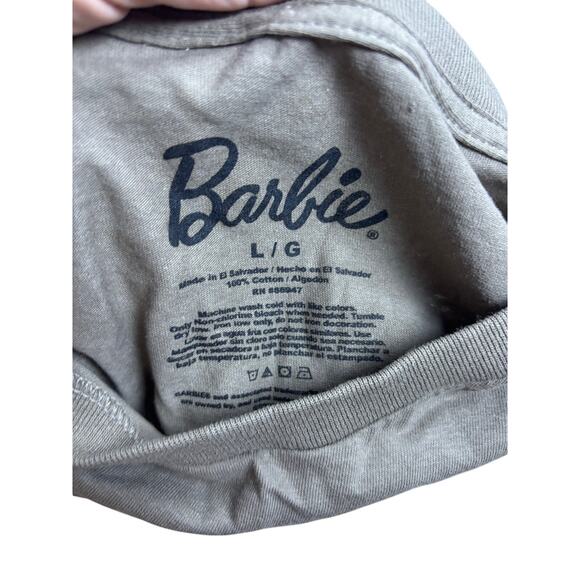 Barbie Women’s Large Graphic Tee – Brown T-Shirt Pink Retro Style Logo Mattel - Picture 4 of 5